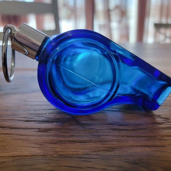 Avon Blue and Silver Glass Art Whistle - Picture 3 of 9